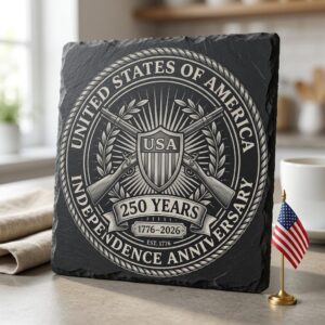 America 250 Patriotic Slate Coasters, Laser Engraving Designs, 10 Pack