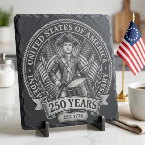 America 250 Patriotic Slate Coasters, Laser Engraving Designs, 10 Pack