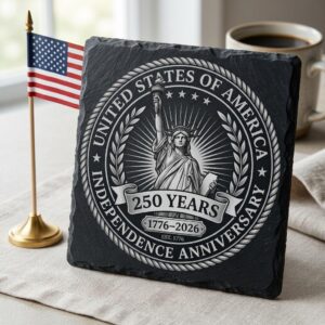 America 250th Anniversary Slate Coaster Engraving Designs, Patriotic Bundle