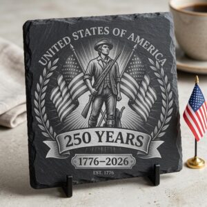 America 250th Anniversary Slate Coaster Engraving Designs, Patriotic Bundle