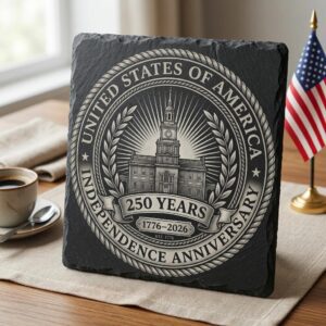America 250th Anniversary Slate Coaster Engraving Designs, Patriotic Bundle