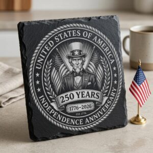 America 250th Anniversary Slate Coaster Engraving Designs, Patriotic Bundle