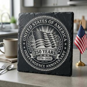 America 250th Anniversary Slate Coaster Engraving Designs, Patriotic Bundle