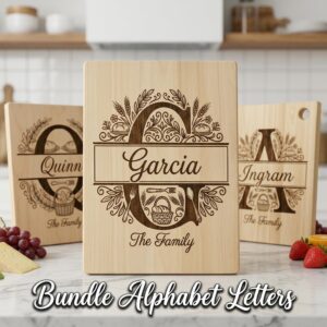 Chopping Board Engraving Bundle, Custom Family Name, Homestead Bread Crest