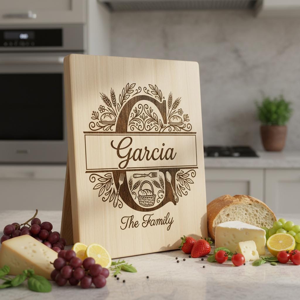 Chopping Board Engraving Bundle, Custom Family Name, Homestead Bread Crest