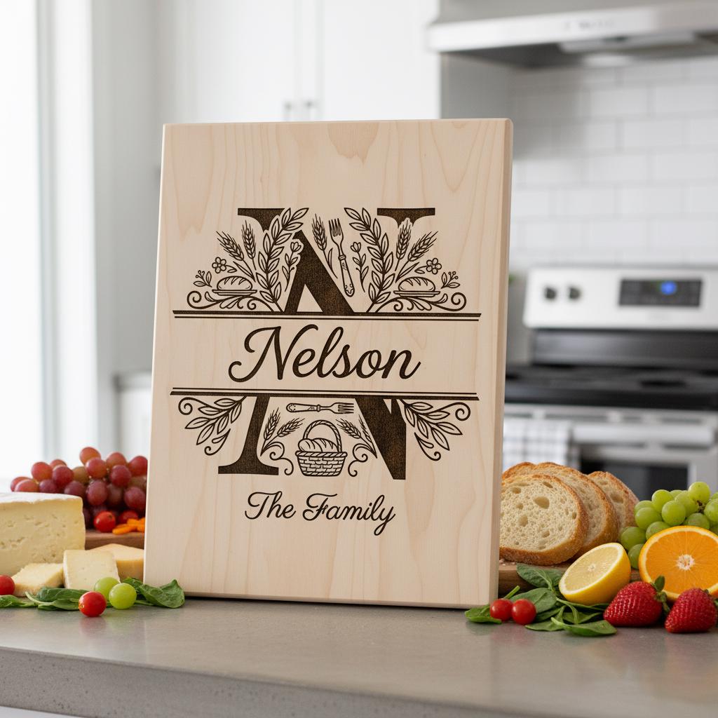 Chopping Board Engraving Bundle, Custom Family Name, Homestead Bread Crest
