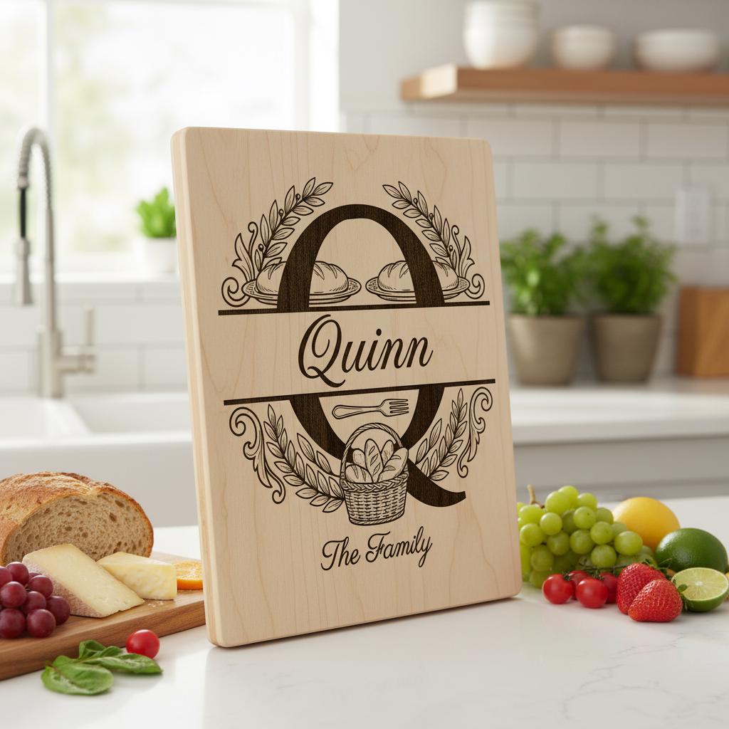 Chopping Board Engraving Bundle, Custom Family Name, Homestead Bread Crest