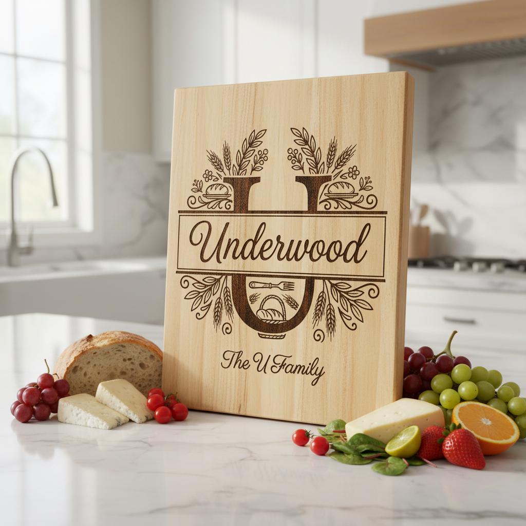 Chopping Board Engraving Bundle, Custom Family Name, Homestead Bread Crest