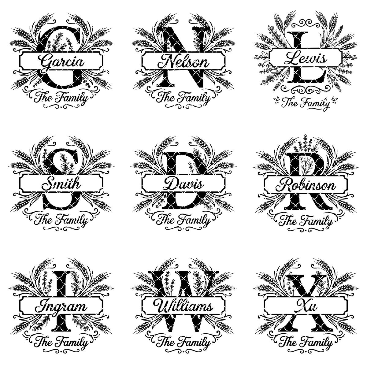 Chopping Board Engraving Template, Family Name Monogram Bundle, Wheat Supper
