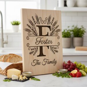 Chopping Board Engraving Template, Family Name Monogram Bundle, Wheat Supper