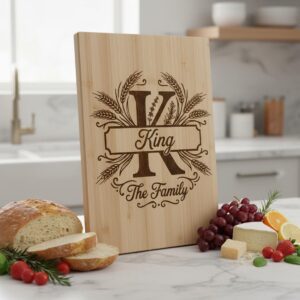 Chopping Board Engraving Template, Family Name Monogram Bundle, Wheat Supper