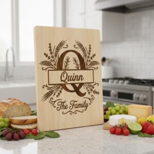 Chopping Board Engraving Template, Family Name Monogram Bundle, Wheat Supper