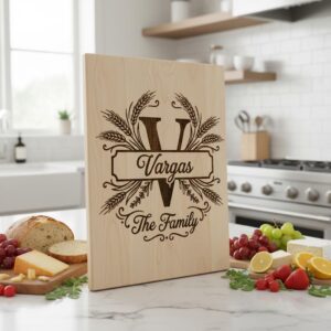 Chopping Board Engraving Template, Family Name Monogram Bundle, Wheat Supper