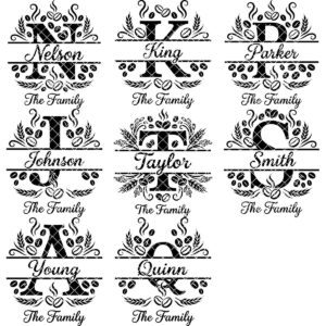 Custom Family Name Monogram, Surname Laser Engraving Design, Chopping Board Pattern