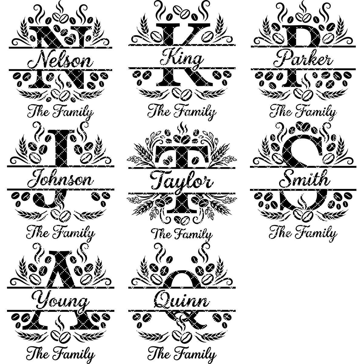 Custom Family Name Monogram, Surname Laser Engraving Design, Chopping Board Pattern
