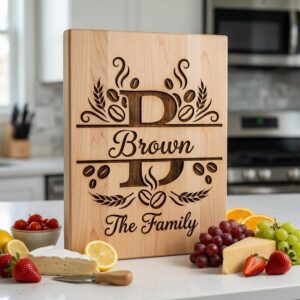 Custom Family Name Monogram, Surname Laser Engraving Design, Chopping Board Pattern