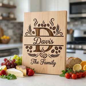 Custom Family Name Monogram, Surname Laser Engraving Design, Chopping Board Pattern