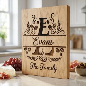 Custom Family Name Monogram, Surname Laser Engraving Design, Chopping Board Pattern