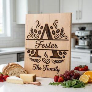 Custom Family Name Monogram, Surname Laser Engraving Design, Chopping Board Pattern