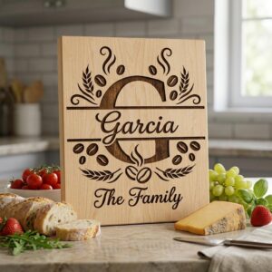 Custom Family Name Monogram, Surname Laser Engraving Design, Chopping Board Pattern