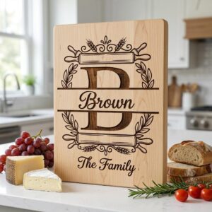 Custom Monogram Engraving File, Family Name Alphabet, Surname Logo, Kitchen Board