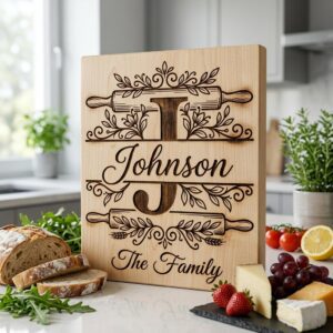 Custom Monogram Engraving File, Family Name Alphabet, Surname Logo, Kitchen Board