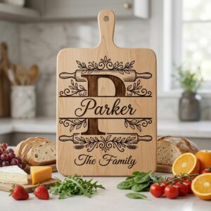 Custom Monogram Engraving File, Family Name Alphabet, Surname Logo, Kitchen Board