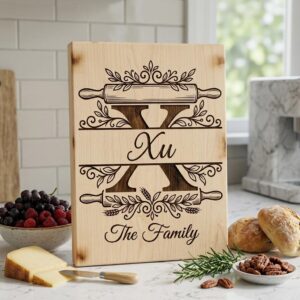 Custom Monogram Engraving File, Family Name Alphabet, Surname Logo, Kitchen Board