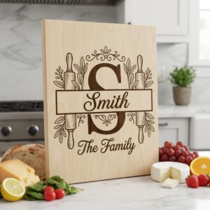 Family Monogram Design, Custom Alphabet Logo for Engraving, Kitchen Name Sign