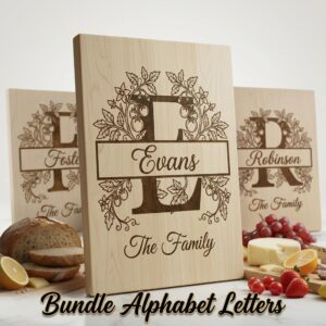 Family Monogram Design, Custom Name Logo for Engraving, Crest Laser File