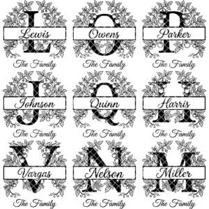 Family Monogram Design, Custom Name Logo for Engraving, Crest Laser File
