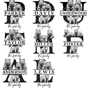 Family Monogram, Vintage Logo Set, Custom Surname Crest, Engraved A to Z