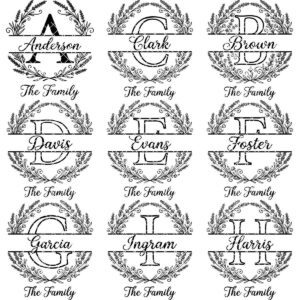 Family Name Botanical Monogram Bundle, Custom Alphabet Logo for Engraving
