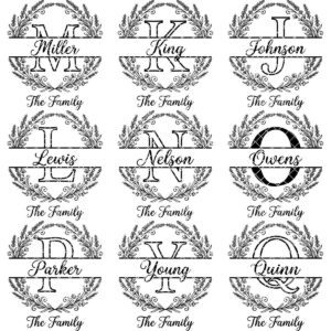 Family Name Botanical Monogram Bundle, Custom Alphabet Logo for Engraving