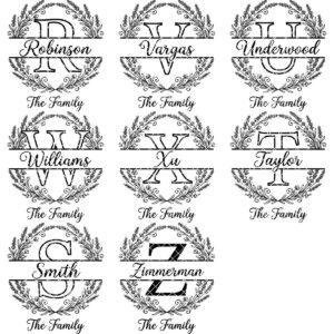 Family Name Botanical Monogram Bundle, Custom Alphabet Logo for Engraving