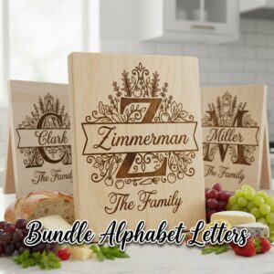 Laser Engraving Board Designs, Kitchen Garden Monogram, Custom Family Name