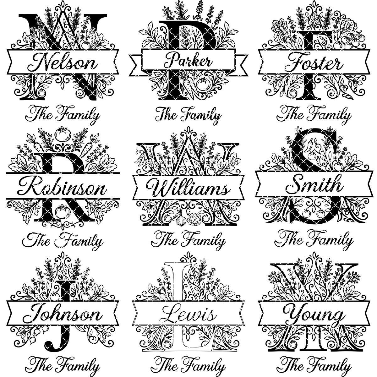 Laser Engraving Board Designs, Kitchen Garden Monogram, Custom Family Name