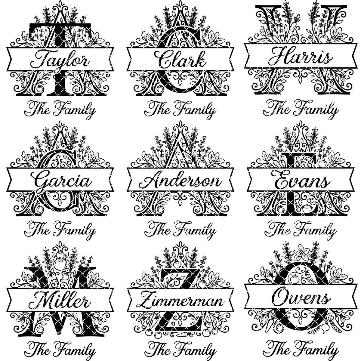 Laser Engraving Board Designs, Kitchen Garden Monogram, Custom Family Name