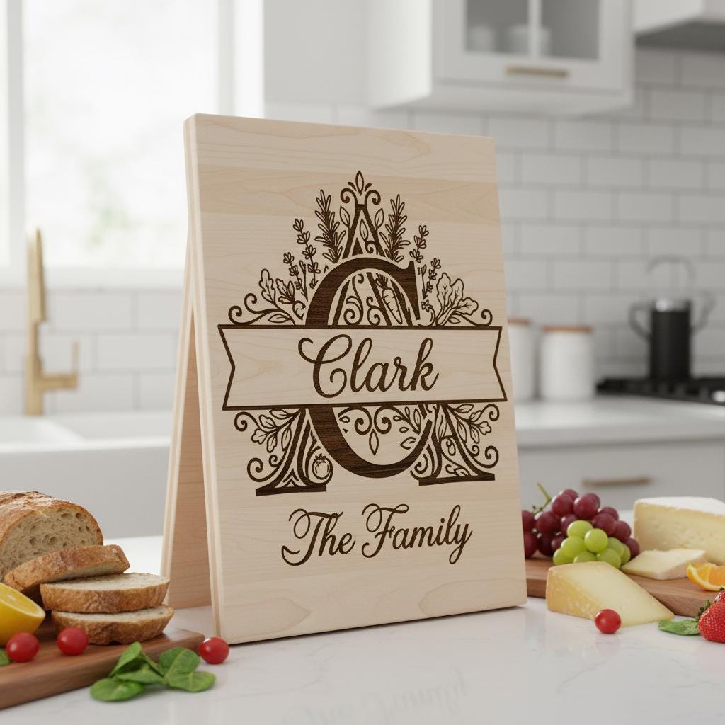 Laser Engraving Board Designs, Kitchen Garden Monogram, Custom Family Name