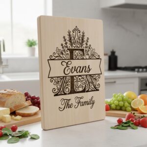 Laser Engraving Board Designs, Kitchen Garden Monogram, Custom Family Name