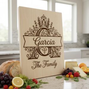 Laser Engraving Board Designs, Kitchen Garden Monogram, Custom Family Name