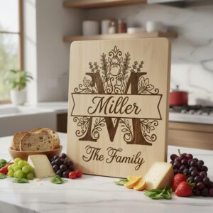 Laser Engraving Board Designs, Kitchen Garden Monogram, Custom Family Name