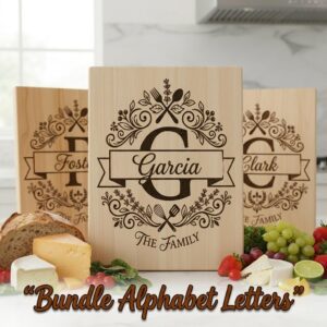 Monogram Engraving Design, Custom Family Name, Alphabet Bundle for Boards