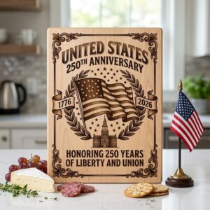 Patriotic 250th Anniversary Board Engraving Designs, History Charcuterie