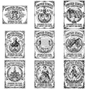 Patriotic 250th Anniversary Board Engraving Designs, History Charcuterie