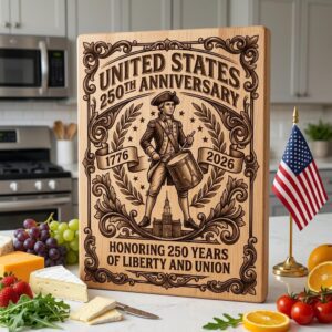 Patriotic 250th Anniversary Board Engraving Designs, History Charcuterie