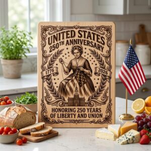 Patriotic 250th Anniversary Board Engraving Designs, History Charcuterie