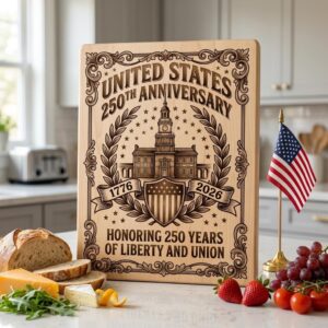 Patriotic 250th Anniversary Board Engraving Designs, History Charcuterie