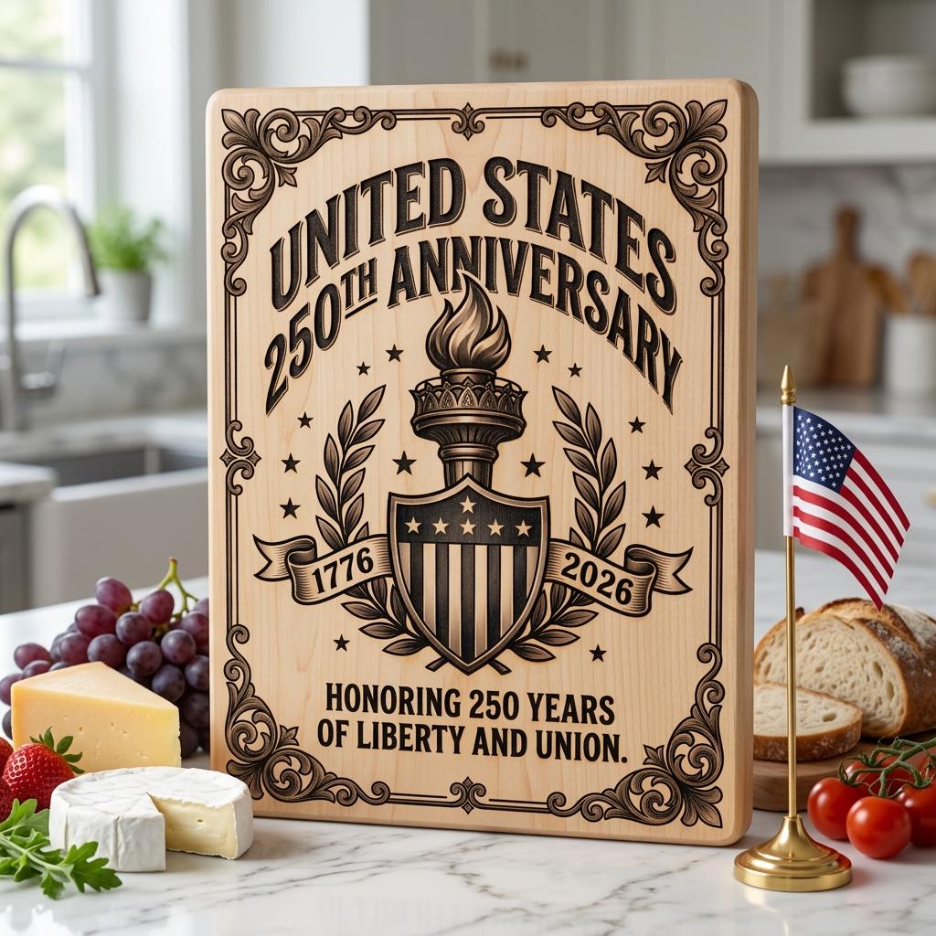 Patriotic 250th Anniversary Bundle, Colonial Chopping Board Laser Engraving