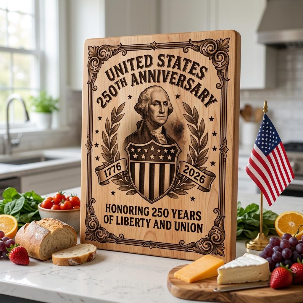 Patriotic 250th Anniversary Bundle, Colonial Chopping Board Laser Engraving